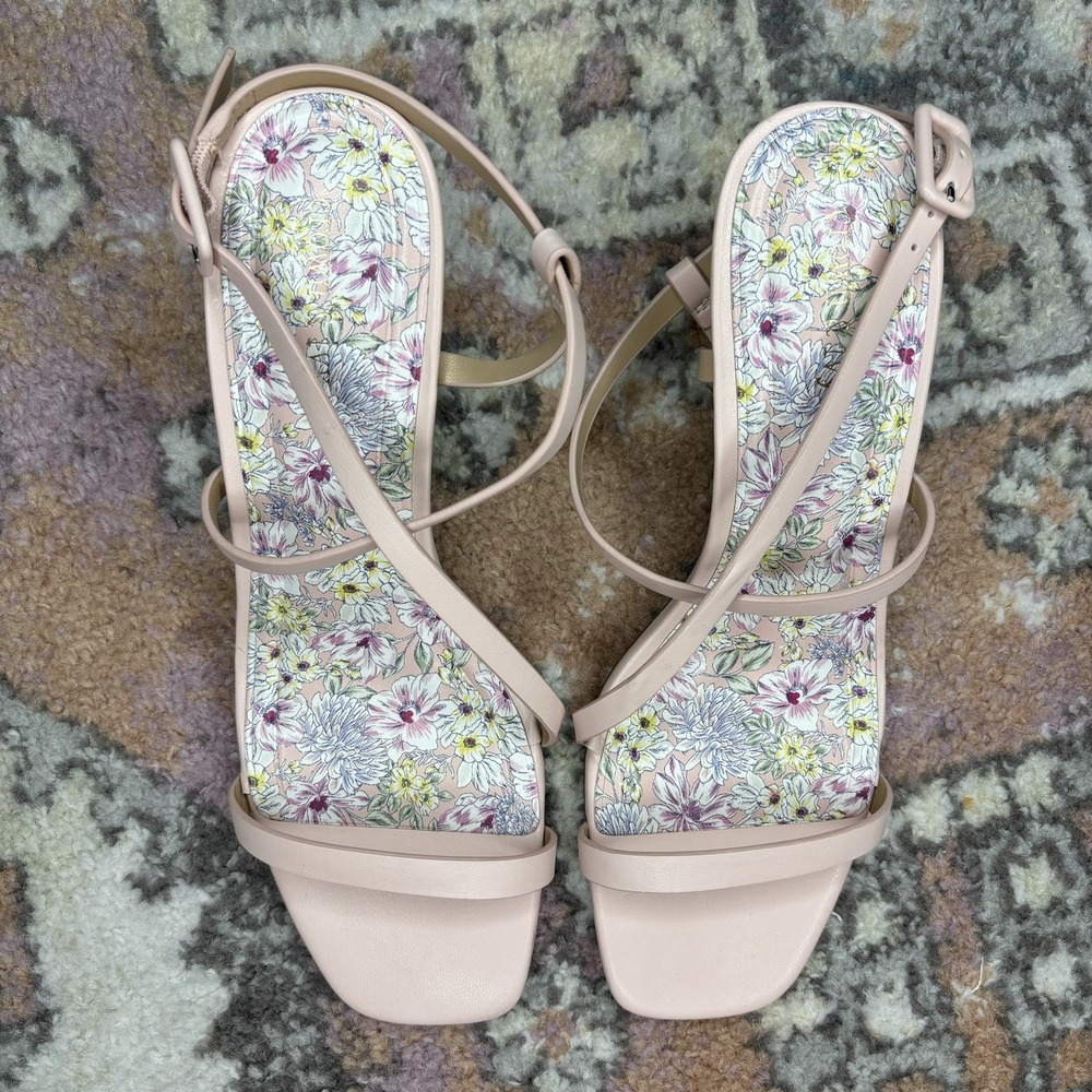 Light Pink Kitten Heel Sandals Size 9 Strappy Ankle Open Toe Coquette Feminine - Picture 2 of 9